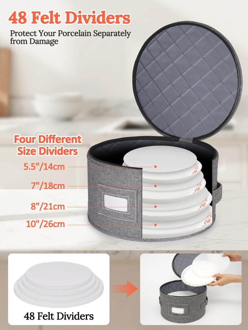 Cirhy Hard Shell Plate Storage Containers 4-Piece Set - Reinforced Hard-Sided Moving Boxes for Dinner Plates, Bowls & Saucers - Stackable Dish Packing Protectors with 48 Felt Dividers - Image 5