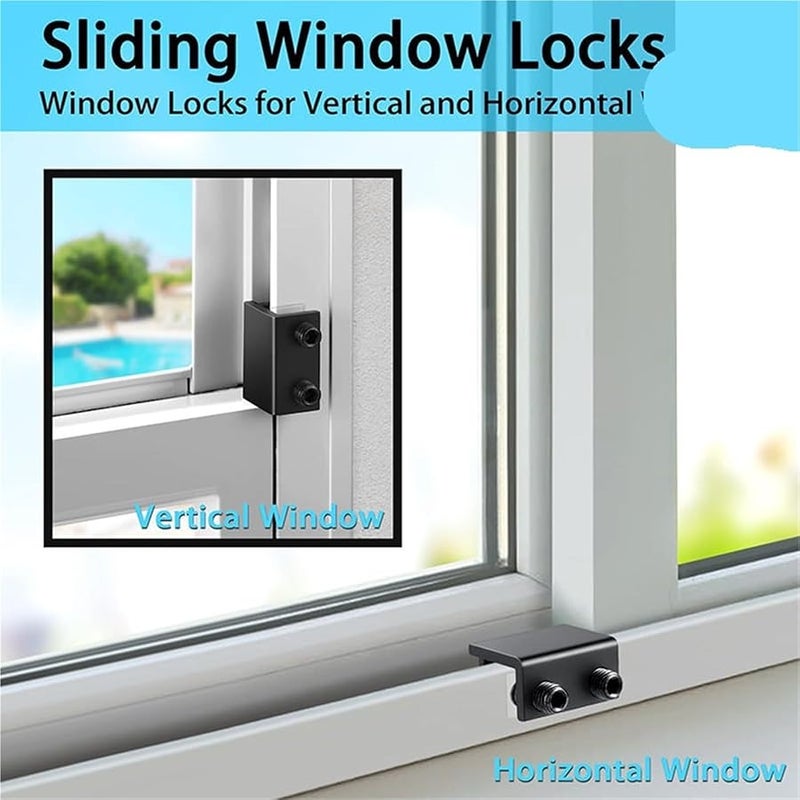 Sliding Window Door Security Locks 10 Pieces Black - Image 4