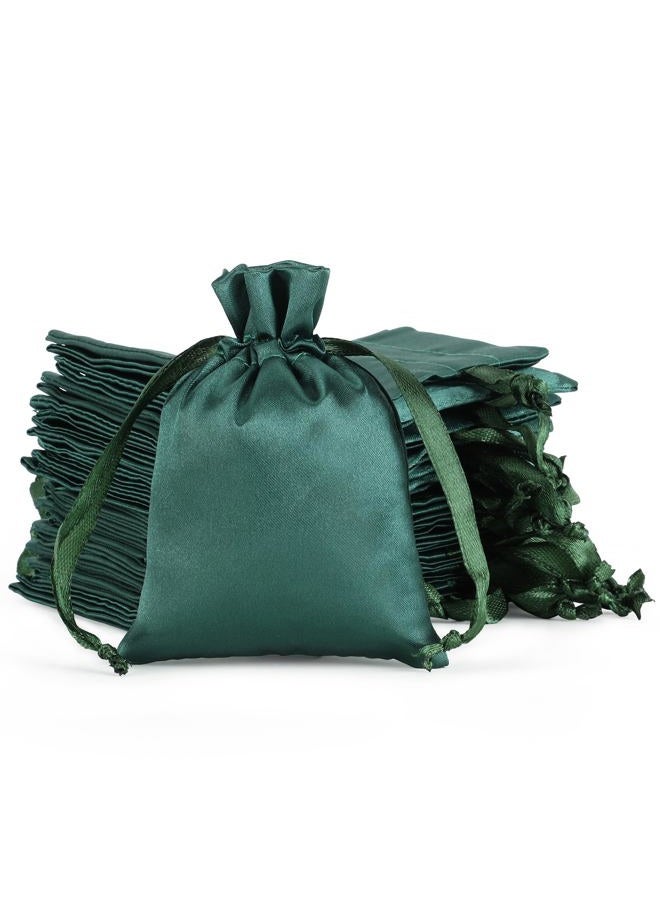 Tapleap 3x4 inches Green Satin Cloth Bags, For Wrapping New Year Gifts, Birthday, Wedding or Baby Shower Party Drawstring Favor Bags, Jewelry Bags, 30 per Pack - Image 1