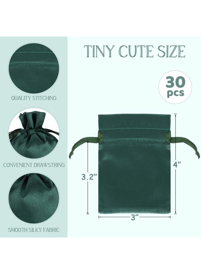 Tapleap 3x4 inches Green Satin Cloth Bags, For Wrapping New Year Gifts, Birthday, Wedding or Baby Shower Party Drawstring Favor Bags, Jewelry Bags, 30 per Pack - Image 2