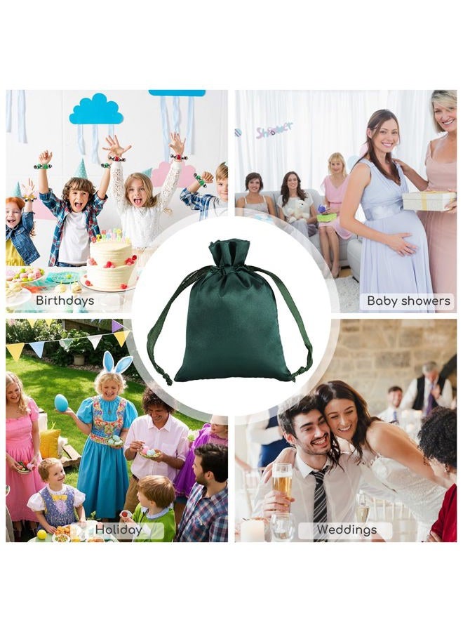 Tapleap 3x4 inches Green Satin Cloth Bags, For Wrapping New Year Gifts, Birthday, Wedding or Baby Shower Party Drawstring Favor Bags, Jewelry Bags, 30 per Pack - Image 4