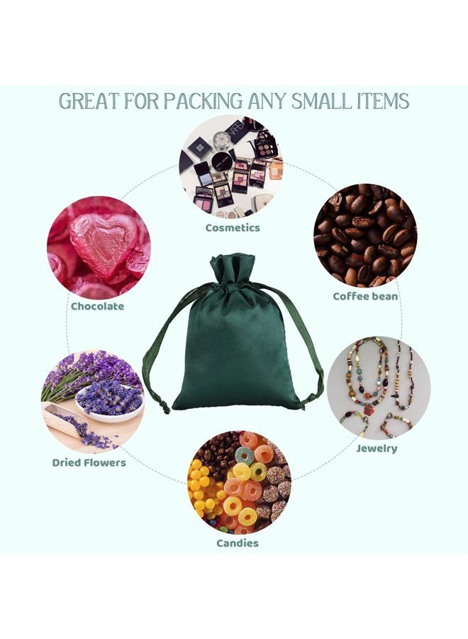 Tapleap 3x4 inches Green Satin Cloth Bags, For Wrapping New Year Gifts, Birthday, Wedding or Baby Shower Party Drawstring Favor Bags, Jewelry Bags, 30 per Pack - Image 3