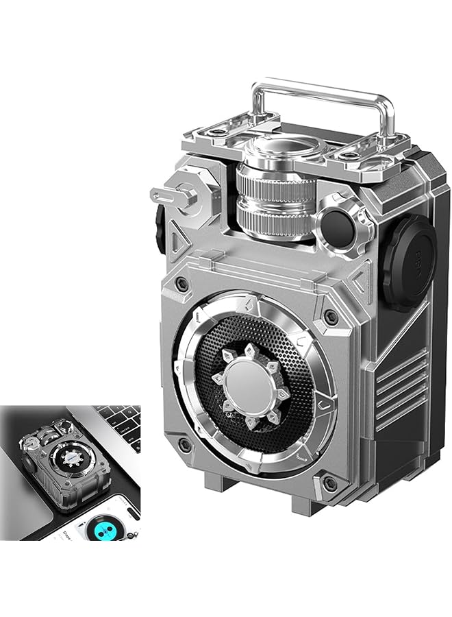 إيروريكس مكبر صوت بلوتوث صغير ريترو 10 وات مكبر صوت لاسلكي محمول مقاوم للماء بتقنية Ipx5 وبلوتوث 5.3 TWS يدعم بطاقة Tf لغرفة النوم والمطبخ والمنزل والخارج والشاطئ من الحديد الفضي - Image 1