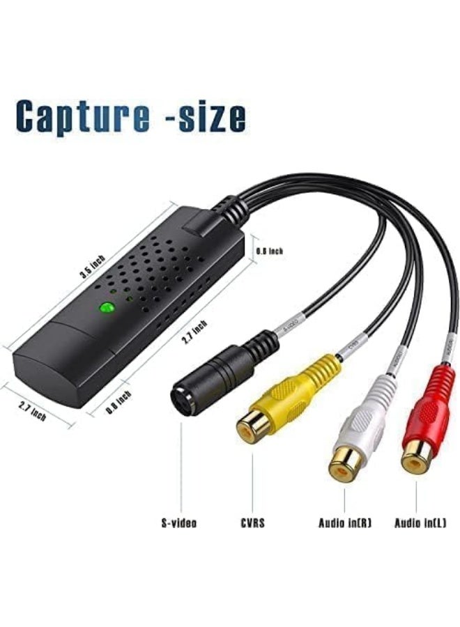 USB Audio Video Converter, Video Capture Card Device, for RCA to USB-Convert VHS Mini DV VCR Hi8 DVD to Digital, for PC TV Tape Player Camcorder, MAC Windows Vista Compatible - Image 2