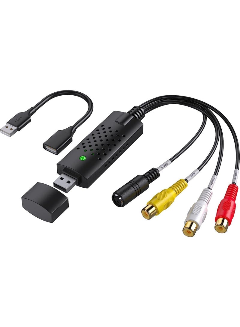 USB Audio Video Converter, Video Capture Card Device, for RCA to USB-Convert VHS Mini DV VCR Hi8 DVD to Digital, for PC TV Tape Player Camcorder, MAC Windows Vista Compatible - Image 1