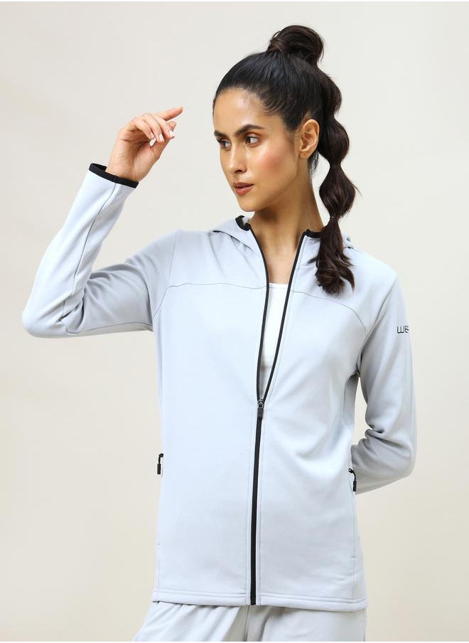 Technosport - Panelled High Neck Fleece Jacket with Hood by Styli - Image 1
