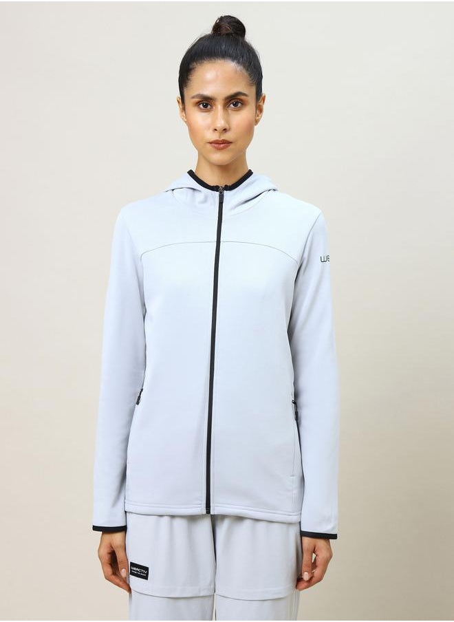 Technosport - Panelled High Neck Fleece Jacket with Hood by Styli - Image 1