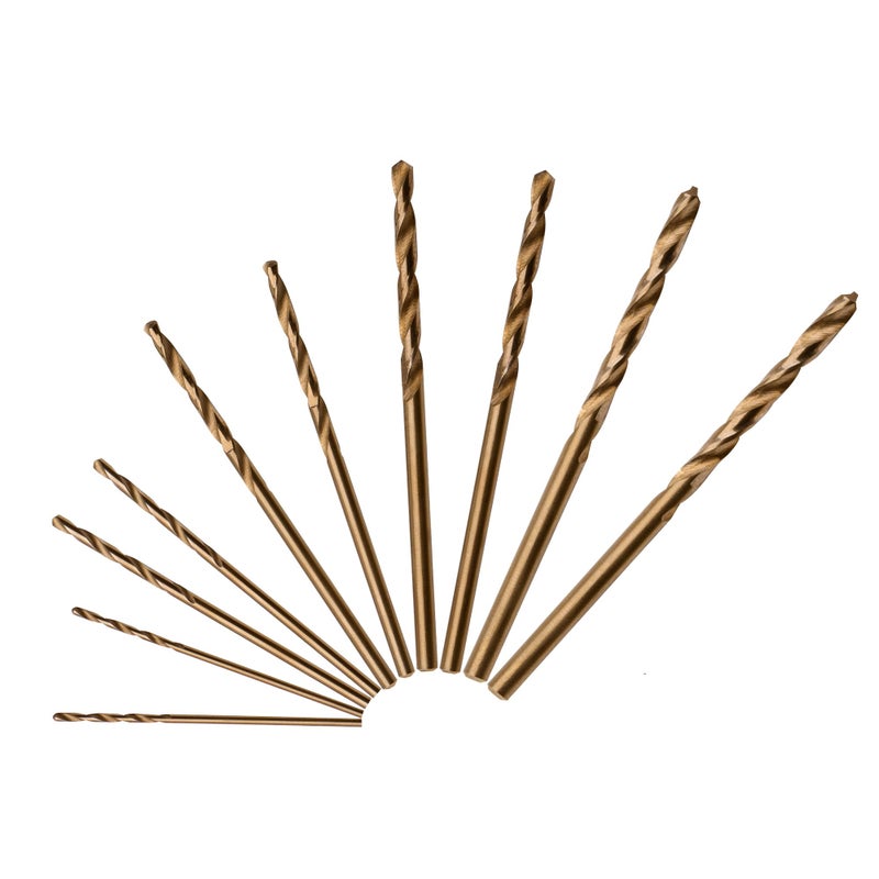SPKLINE 10 Pcs High Speed Steel Cobalt Drill Bit Set 2 Pcs of Each 1mm364 15mm116 2mm564 25mm332 3mm18 Jobber Length Twist M35 Metal Drill Bit For Stainless Steel And Hard Metal