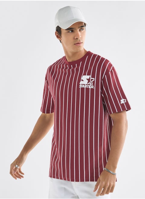 Starter Striped T-shirt with Crew Neck and Short Sleeves