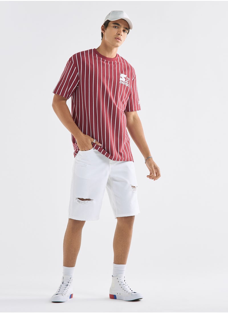 STARTER - Starter Striped T-shirt with Crew Neck and Short Sleeves - Image 1