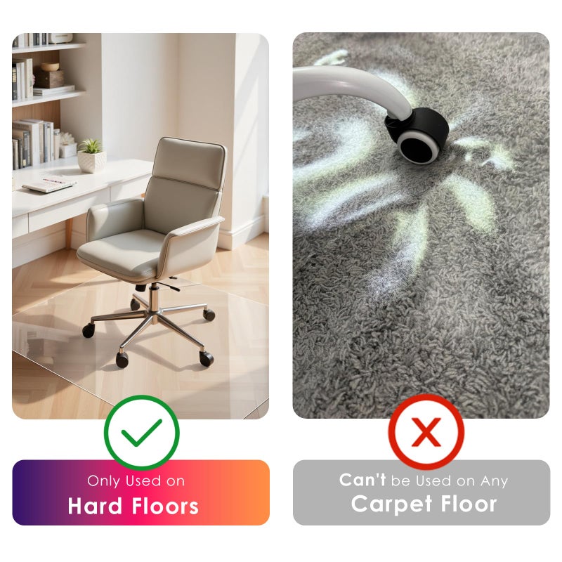 Kuyal Clear Chair mat for Hard Floors 36 x 48 inches Transparent Floor Mats Wood/Tile Protection Mat for Office & Home (36" X 48" Rectangle) - Image 2