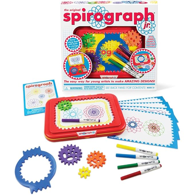 Jr. â€” Jumbo Sized Gears Classic Retro Toy For Spiral Drawing Art Design Toy Kit for Smaller Hands â€” For Kids Ages 3 and Up