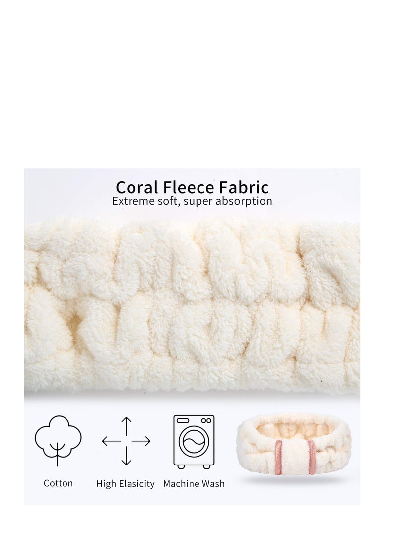 Loquat Spa Headbands Microfiber 3 Pack SkinCare Headbands Face Wash Headband Face Washing Headband Facial Headband Makeup Headband Towel Headbands for Women for Washing Face White Gray Khaki - Image 5