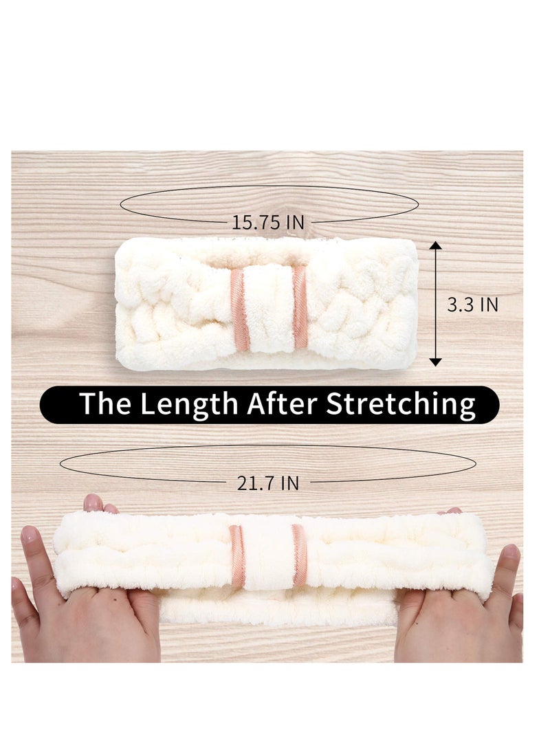 Loquat Spa Headbands Microfiber 3 Pack SkinCare Headbands Face Wash Headband Face Washing Headband Facial Headband Makeup Headband Towel Headbands for Women for Washing Face White Gray Khaki - Image 3