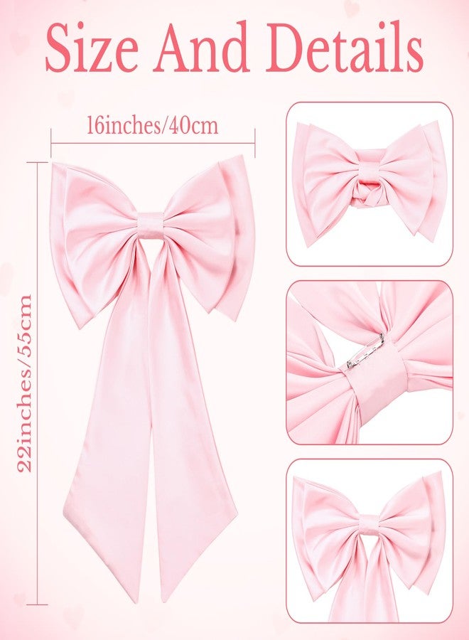 Cutecrop فيونكة ساتان وردية كبيرة من كيوت كروب للفساتين النسائية، مقاس 22 بوصة، قابلة للفصل، مع ذيل، فيونكة عريضة ضخمة للعروس في حفل الزفاف، وردي، 22 × 17.32 بوصة / 55 × 44 سم - Image 4
