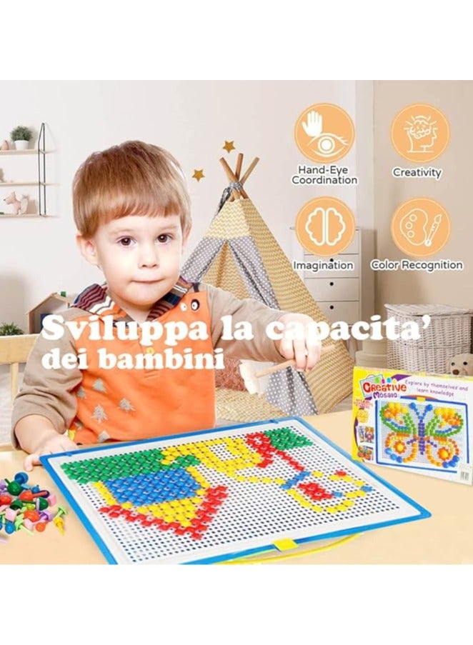 296 قطعة من مكعبات بناء الفسيفساء الإبداعية، لعبة بناء DIY، هدية عيد ميلاد ملونة للبنات والأولاد من سن 3 سنوات فما فوق، لعبة تعليمية إبداعية ثلاثية الأبعاد على شكل أظافر فطر ملونة - Image 5