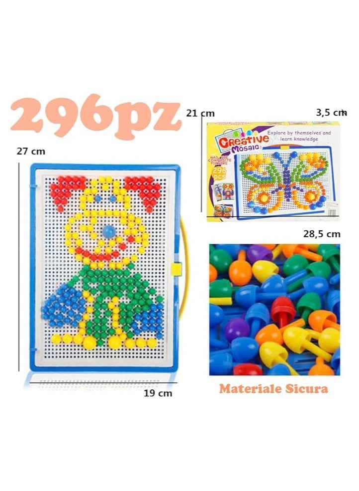296 قطعة من مكعبات بناء الفسيفساء الإبداعية، لعبة بناء DIY، هدية عيد ميلاد ملونة للبنات والأولاد من سن 3 سنوات فما فوق، لعبة تعليمية إبداعية ثلاثية الأبعاد على شكل أظافر فطر ملونة - Image 2