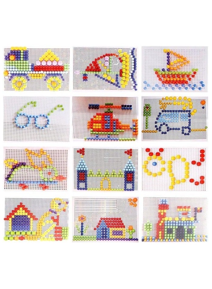 296 قطعة من مكعبات بناء الفسيفساء الإبداعية، لعبة بناء DIY، هدية عيد ميلاد ملونة للبنات والأولاد من سن 3 سنوات فما فوق، لعبة تعليمية إبداعية ثلاثية الأبعاد على شكل أظافر فطر ملونة - Image 4