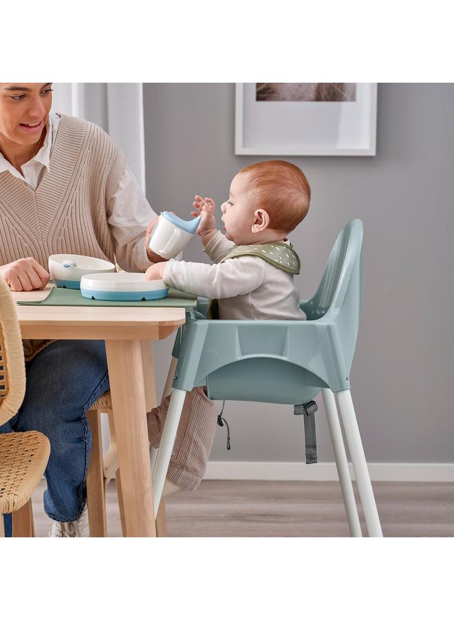 erorex Highchair With Safety Belt, Grey-Blue/White - Image 3