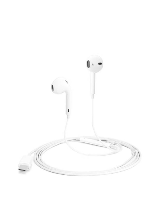 باور بلس سماعات أذن ستيريو تايب سي مع ميكروفون وتحكم في مستوى الصوت متوافقة مع أجهزة أبل وايفون 15 - Image 1