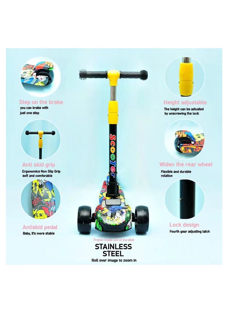 Kick Scooter for Kids, 3 Wheels Toddlers Scooter for 6 Years Old Boys Girls Learn to Steer - Kids Scooter with Adjustable Height, Extra-Wide Deck, Flashing Wheel Lights.（Pink)  - Image 2