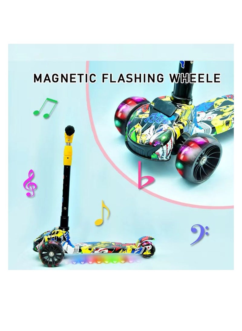 Kick Scooter for Kids, 3 Wheels Toddlers Scooter for 6 Years Old Boys Girls Learn to Steer - Kids Scooter with Adjustable Height, Extra-Wide Deck, Flashing Wheel Lights.（Pink)  - Image 3
