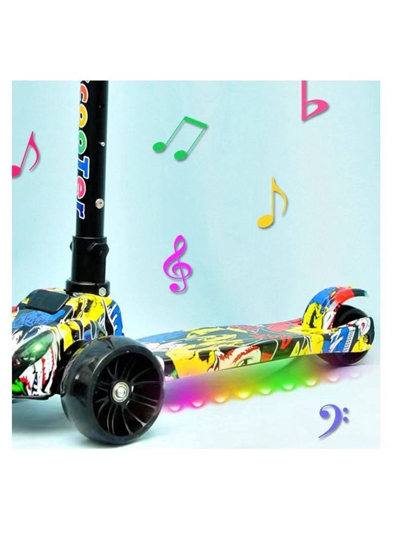 Kick Scooter for Kids, 3 Wheels Toddlers Scooter for 6 Years Old Boys Girls Learn to Steer - Kids Scooter with Adjustable Height, Extra-Wide Deck, Flashing Wheel Lights.（Pink)  - Image 4
