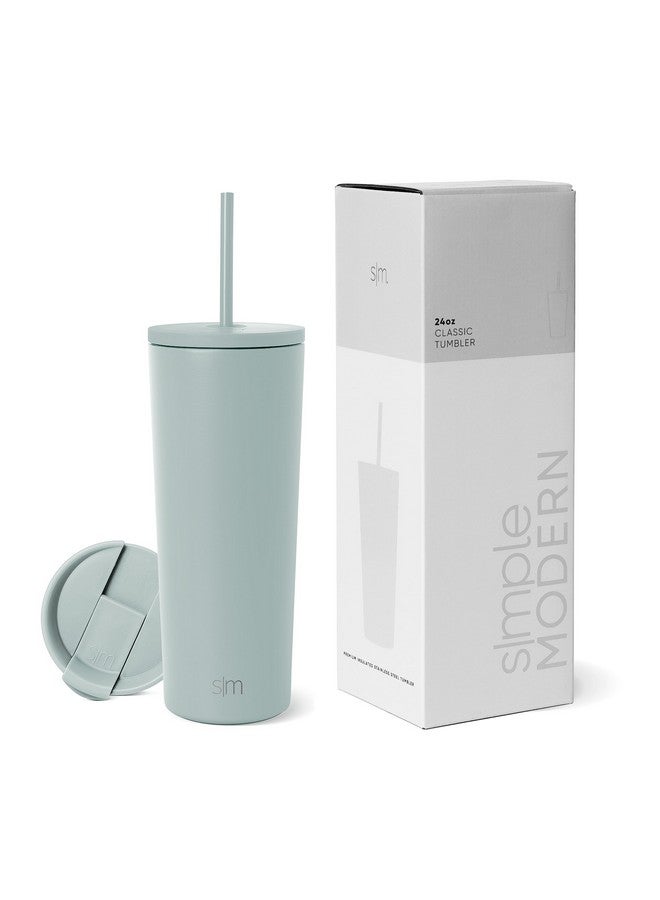 Simple Modern Simple Modern Insulated Tumbler with Lid and Straw | Iced Coffee Cup Reusable Stainless Steel Water Bottle Travel Mug | Gifts for Women Men Her Him | Classic Collection | 24oz | Sea Glass Sage - Image 1