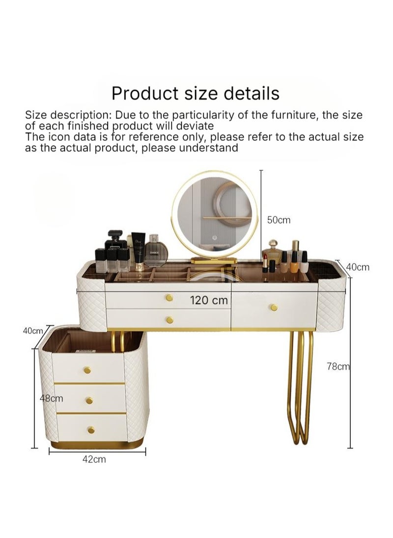 AWD Dressing Table with Mirror and Stool, Vanity Table for Women's Bedroom, Leather Upholstery Vanity Desk  - Image 4