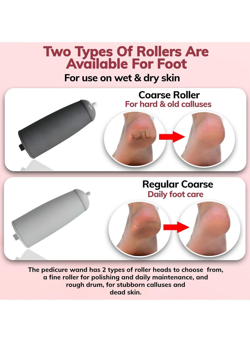 LUMYA Electric Foot Callus Remover, Rechargeable Electric Foot File with 2 Roller Heads, 2 Speed Settings and LED Light, Professional Pedicure Tool, Dead Skin Remover, Foot Scrubber, Foot Grinder, for Removing Dead Skin Cracked Heels, Men Women Home Use, USB Cord, Foot Care (Pink) - Image 4