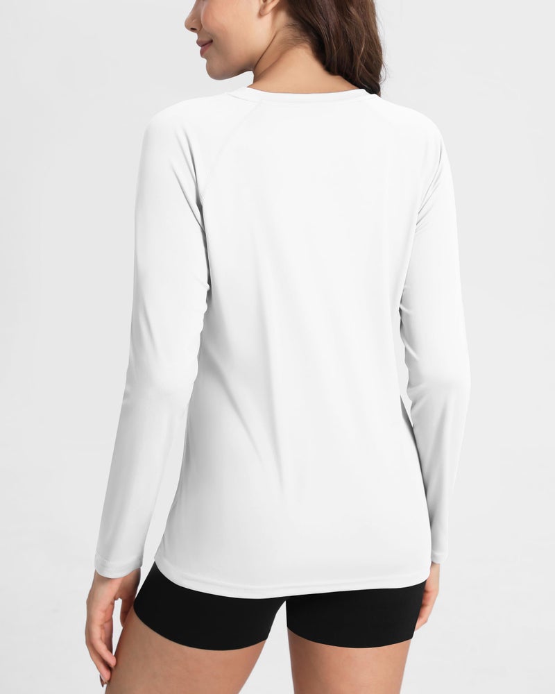 Boladeci Rash Guard for Women White Long Sleeve SPF Swim Shirts Sun Protection Clothing Lightweight Medium - Image 3