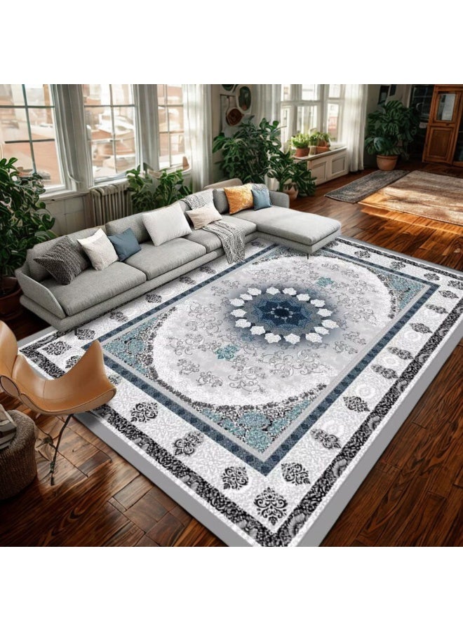 SMART HOME Ceramic Carpets Excellent Velvet Rug Padded And Soft To The Touch With Beautiful 3D Patterns Made of High-Quality Materials Nano Seating Mattress Multicolour Polypropylene  Rectangle size 4X3 meters - Image 4