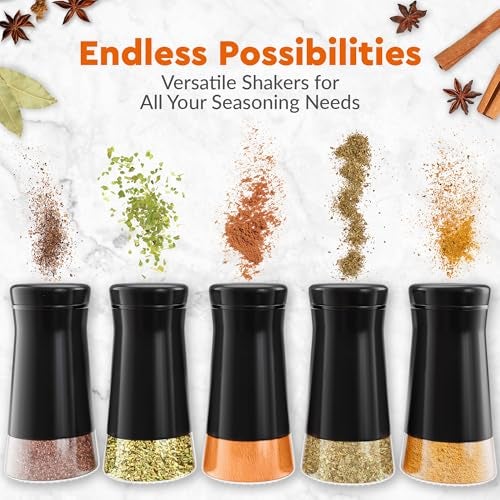 HOME EC Original Salt and Pepper Shakers Set with Adjustable Pour Holes - Black Salt Shaker and Pepper Shaker - Farmhouse Spice dispenser for salts, Ground peppercorn and spices - Image 5