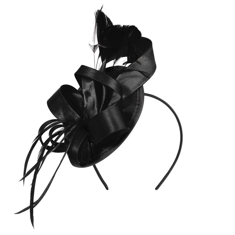 American Trends Fascinators Hats for Women Kentucky-Derby Tea Party Hats Flower Wedding Church Headband Hair Clip Girls Black - Image 2