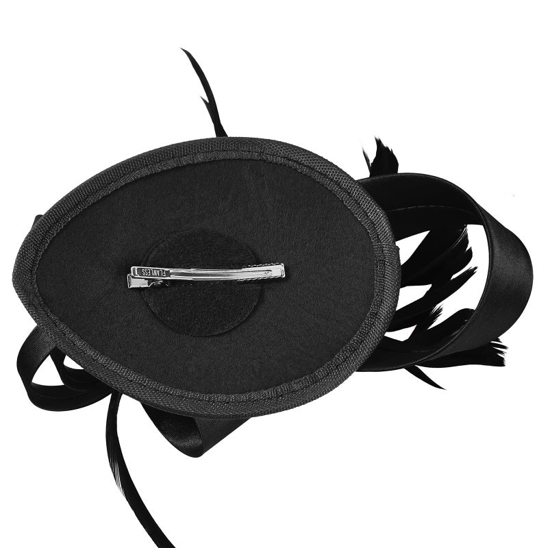 American Trends Fascinators Hats for Women Kentucky-Derby Tea Party Hats Flower Wedding Church Headband Hair Clip Girls Black - Image 4