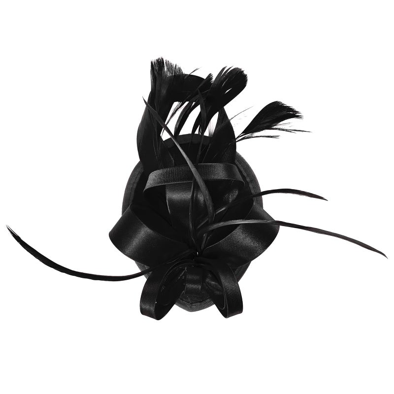 American Trends Fascinators Hats for Women Kentucky-Derby Tea Party Hats Flower Wedding Church Headband Hair Clip Girls Black - Image 3