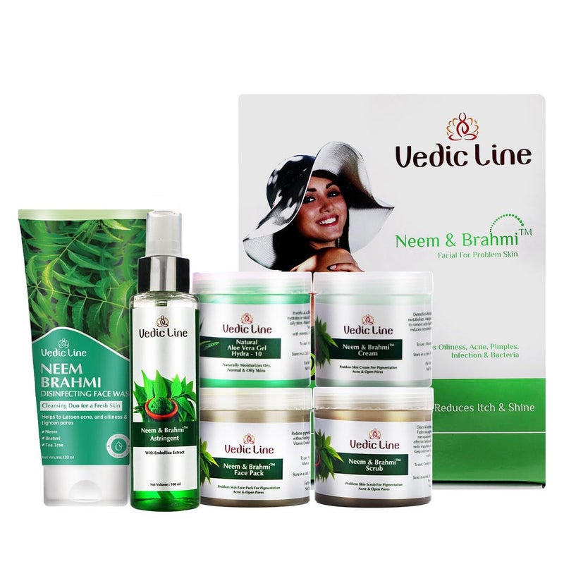 Vedic Line Neem Brahmi Facial Kit For Reduce Dark Spots Acne With Aloe Vera Embellica Vitamin C Gives Healthy And Glowing Skin 620Ml - Image 2