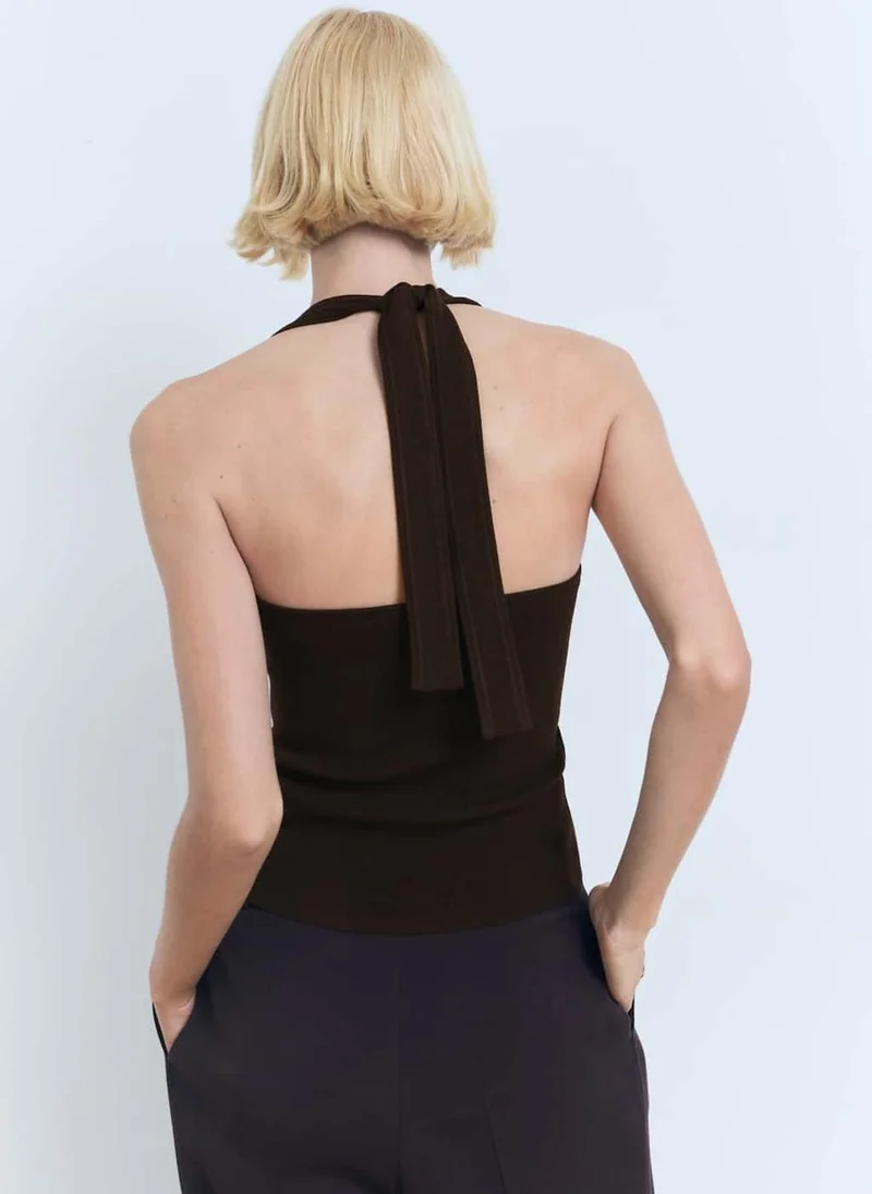 MANGO Knit Halter Top