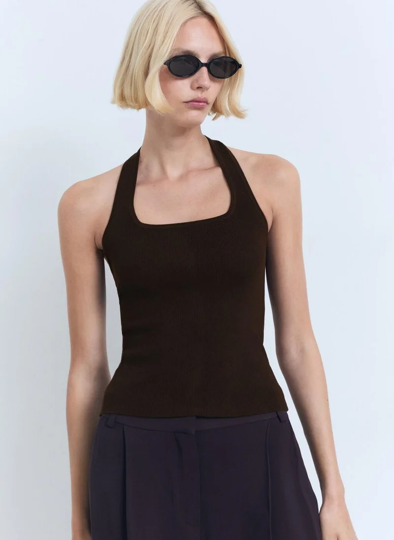 MANGO Knit Halter Top