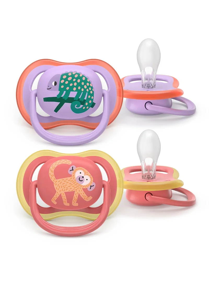 Philips Avent Philips Avent Ultra Air Soothers - Orthodontic Design, for Babies 18 Months+, Soft Silicone Symmetrical Teat, BPA-Free, with Sterilizing Case, 2 Pack, SCF349/47