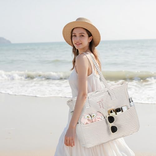 Bluboon Beach Pool Bags Tote for Women Ladies Large Gym Tote Carry On Bag With Wet Compartment for Weekender Travel Waterproof - Image 3