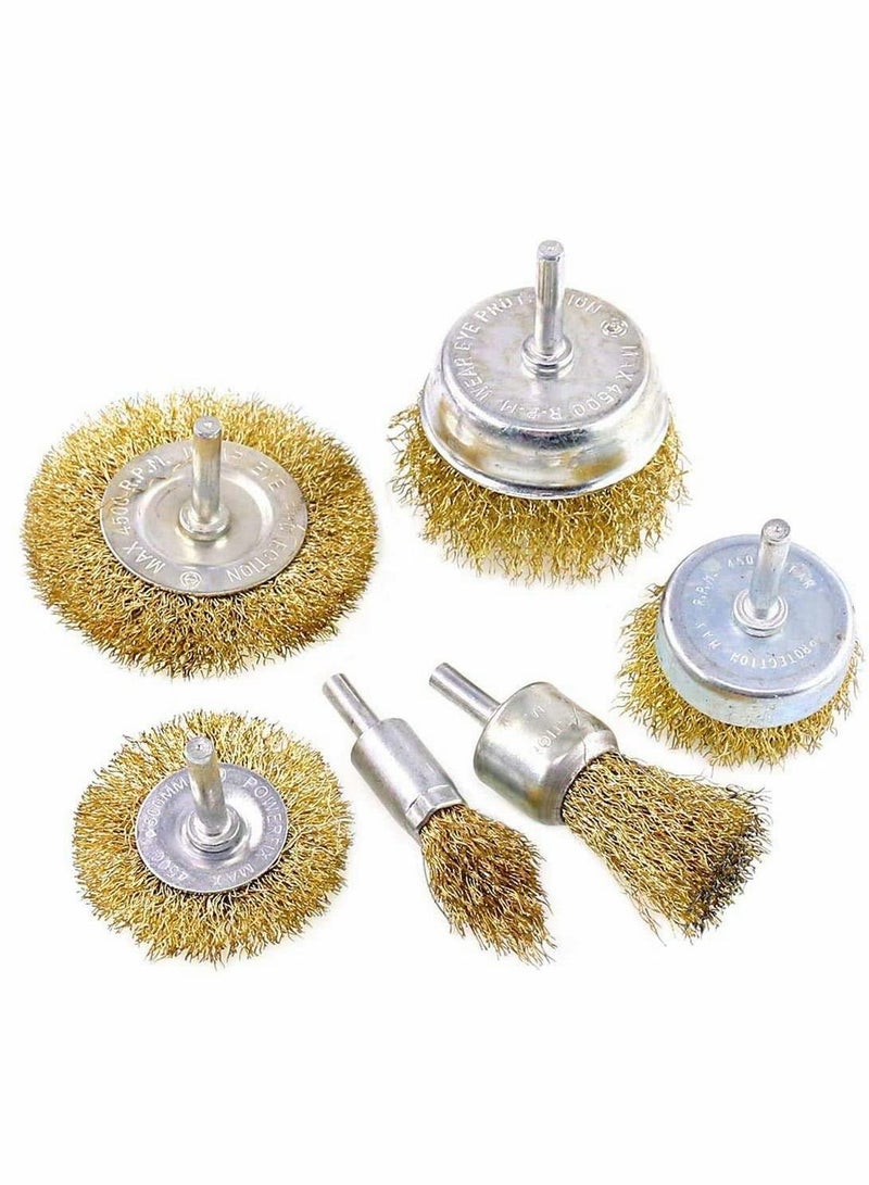 Generic Wire Wheel Cup Brush Set,  for Drill 1/4 Inch Arbor Coarse Carbon Steel Crimped Cleaning Rust, Stripping and Abrasive Drill Attachment Perfect for Removal of Rust, Corrosion, Paint, 6 Pcs  - Image 1