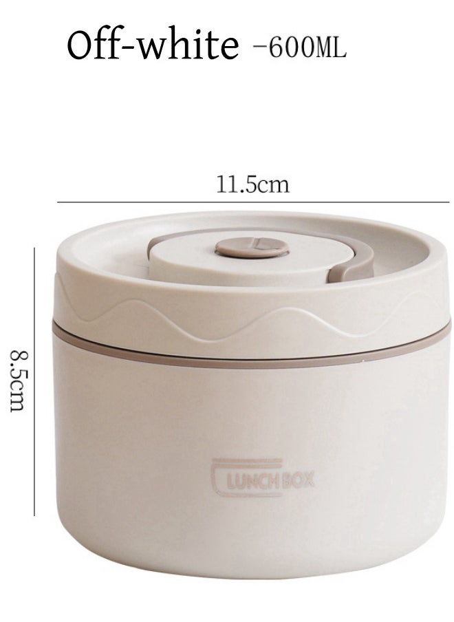Portable Insulated Lunch Box, Portable Insulated Food Container for Adults, Insulated Lunch Bento Box, Stainless Steel, Non-microwaveable, Keeps Warm for 4-5 Hours, Beige 2 pcs