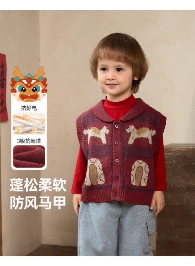 Anti-static And Anti-pilling] Baby Vest Autumn Winter Style Boys Warm Vest Children's New Year Red Style Girls - Image 1