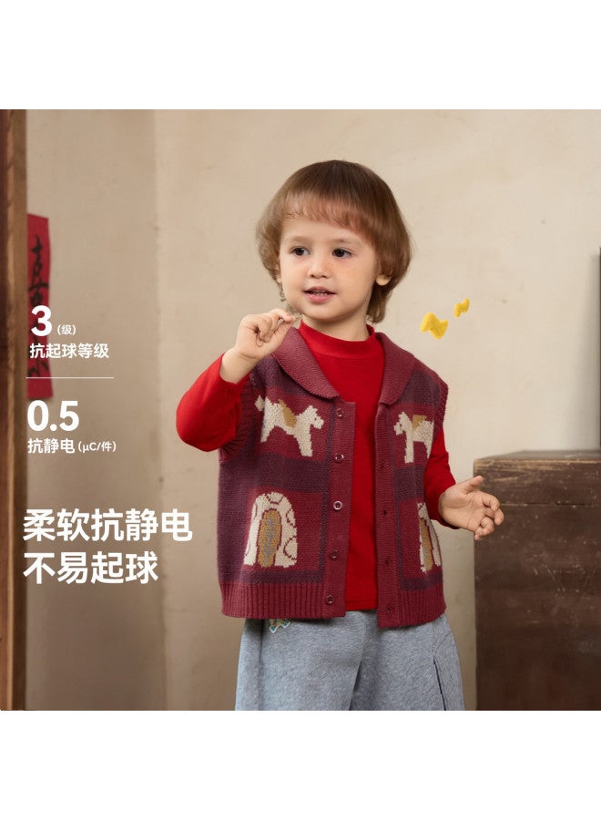 Anti-static And Anti-pilling] Baby Vest Autumn Winter Style Boys Warm Vest Children's New Year Red Style Girls - Image 2