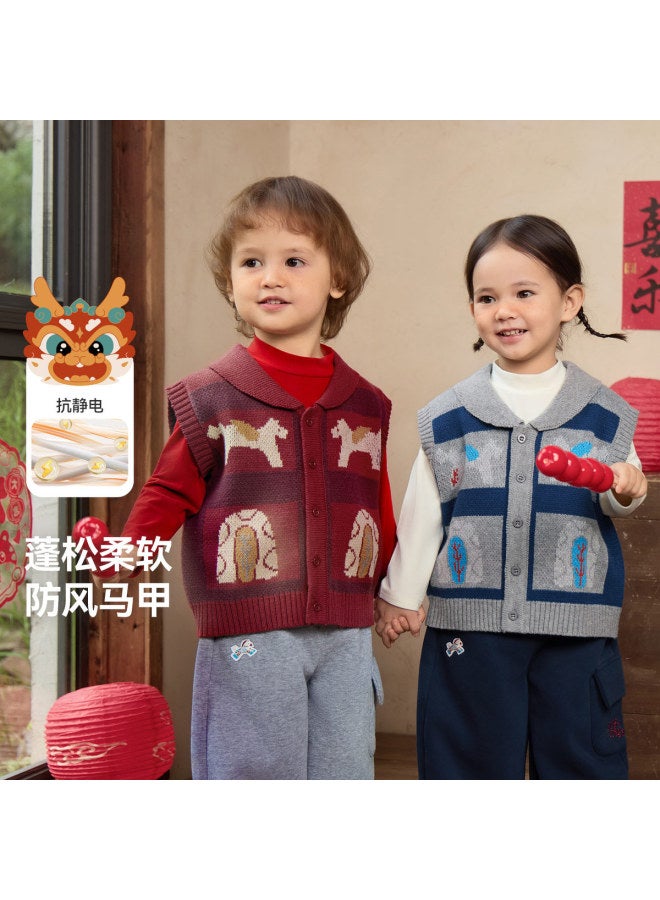 Anti-static And Anti-pilling] Baby Vest Autumn Winter Style Boys Warm Vest Children's New Year Red Style Girls - Image 3