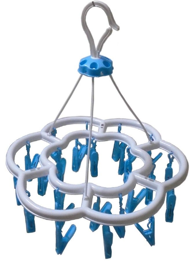 BRUSHFINCH Clip Drying Rack for Cloth, Plastic Round Cloth Drying Stand Hanger with 24 Clips/pegs, Baby Clothes Stand, Clipper - Multicolor. (Set of 1) - Image 1