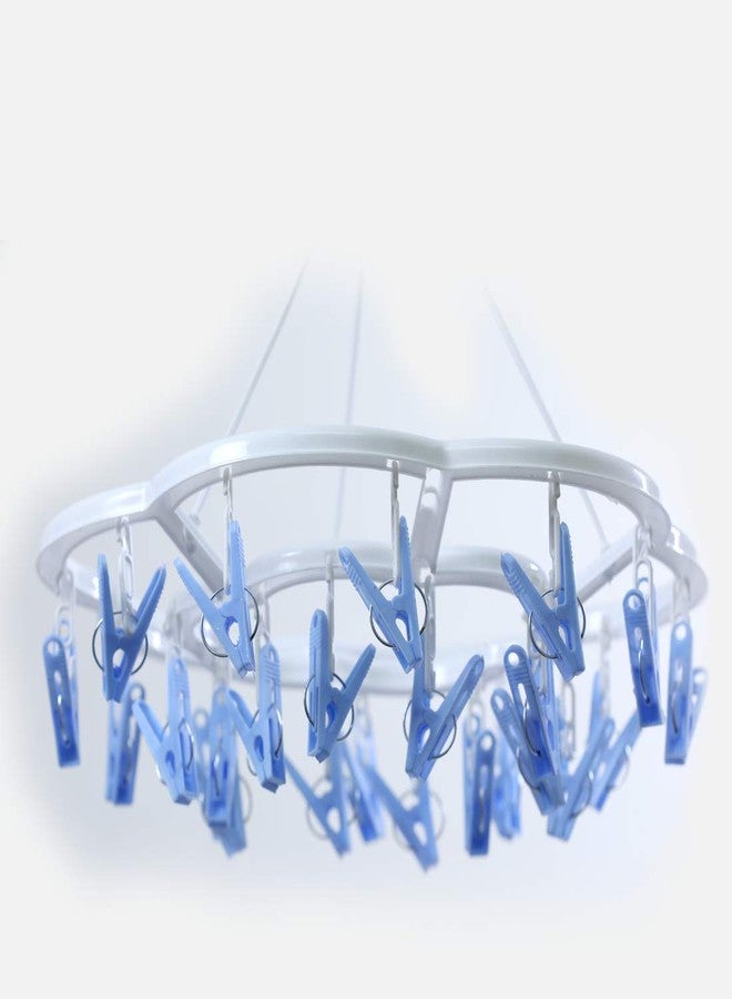 BRUSHFINCH Clip Drying Rack for Cloth, Plastic Round Cloth Drying Stand Hanger with 24 Clips/pegs, Baby Clothes Stand, Clipper - Multicolor. (Set of 1) - Image 4