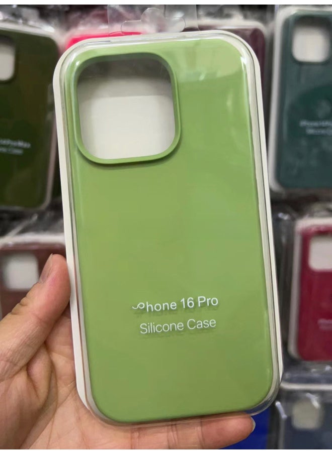 Generic For Iphone16 Liquid Silicone Phone Case For Iphone 16Pro Max/16Pro Full Covering Drop-Resistant Protective Case-Color:Mint Green [with Logo]]-Applicable Model:For Iphone16plus [sealed Packaging]  - Image 1