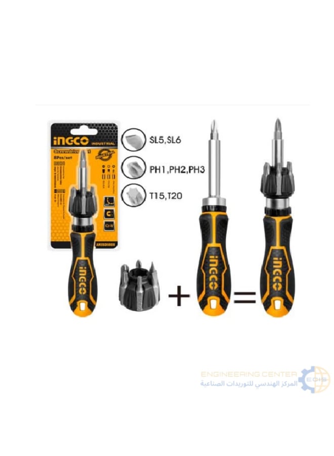 INGCO AKISD0808 8-Bit Ratchet System Screwdriver Set